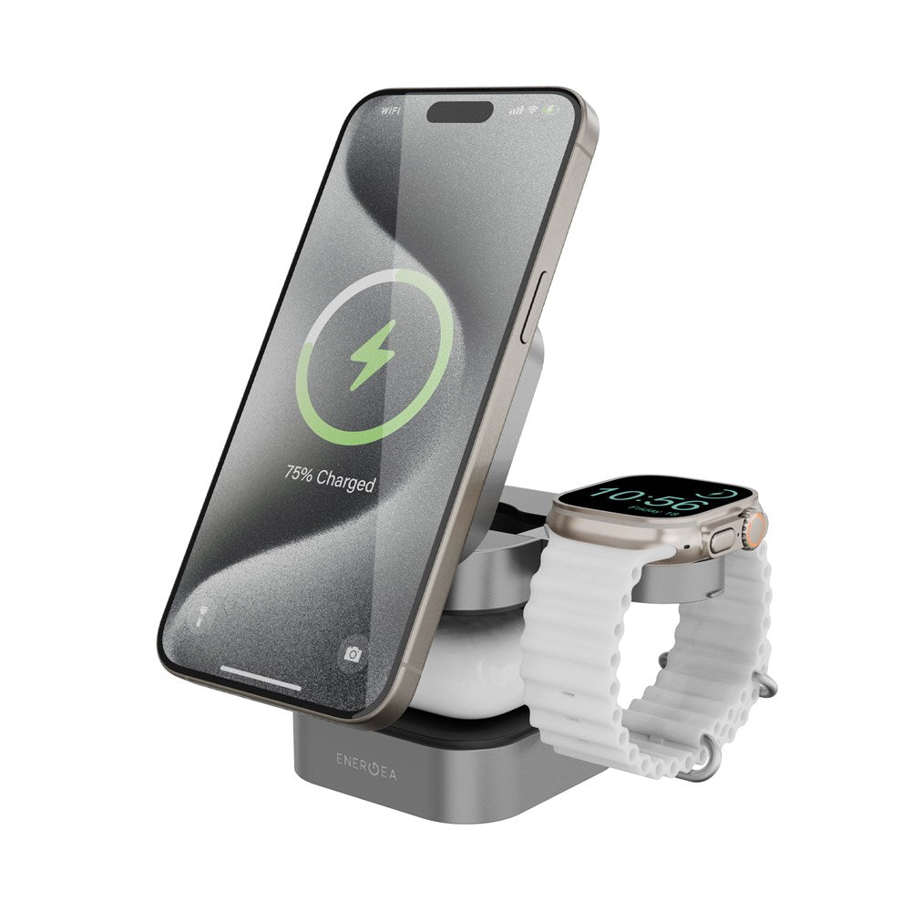 ENERGEA MAGCUBE, 3IN1 FOLDABLE QI2.0 MAGNETIC FAST WIRELESS CHARGER